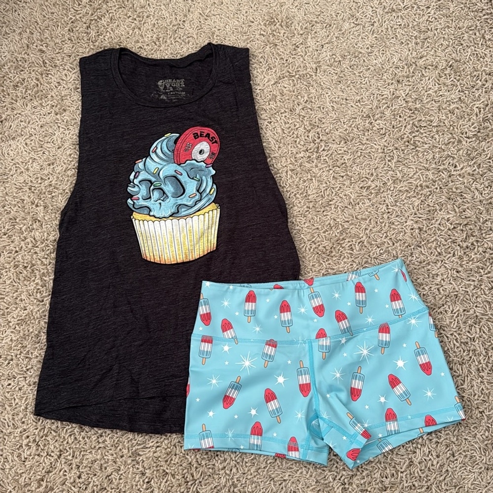 Beast Worx Women’s Muscle Tank (S) and Short (XS) set